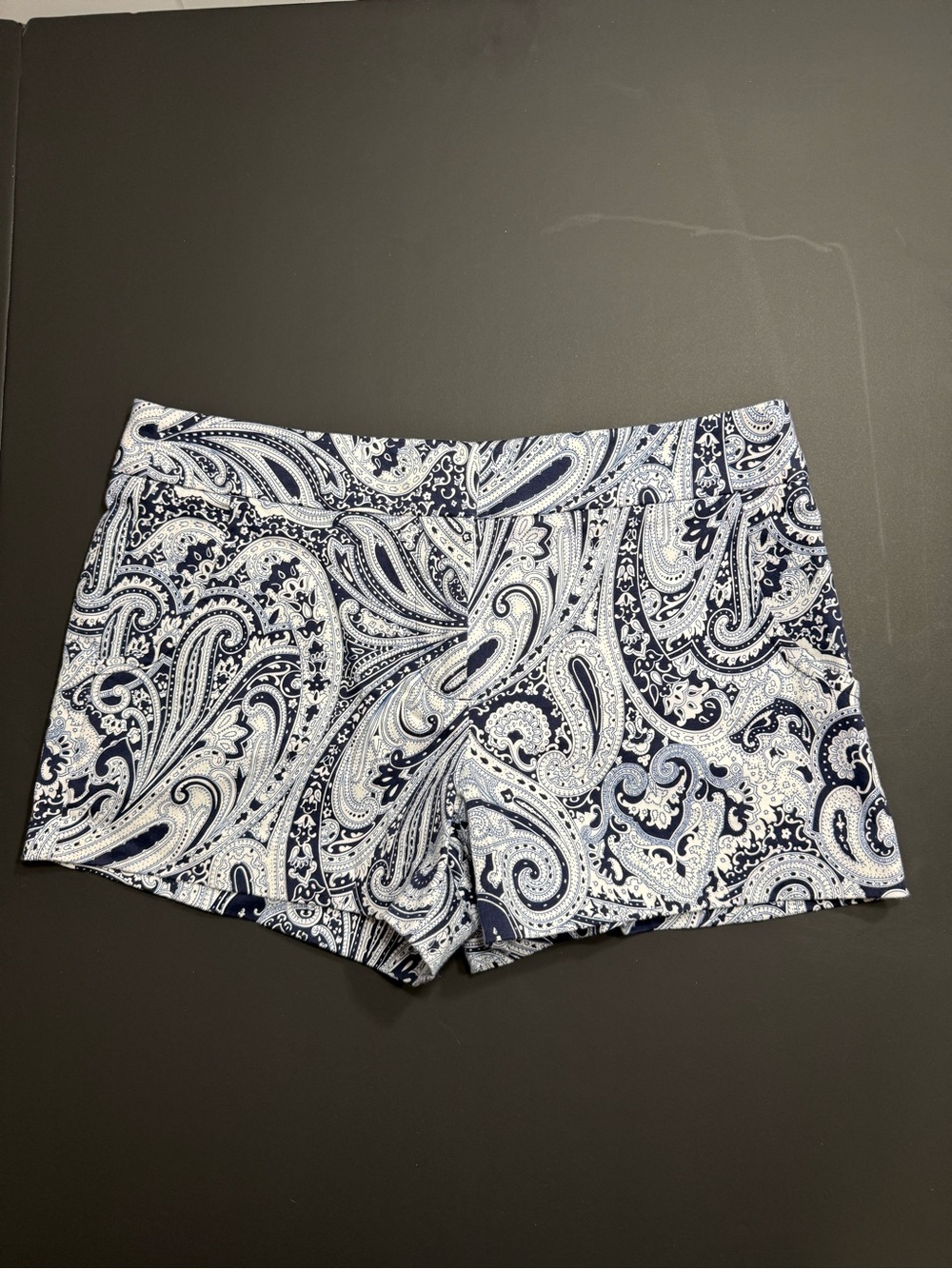 Trina Turk Navy & White Paisley Stretch Shorts
